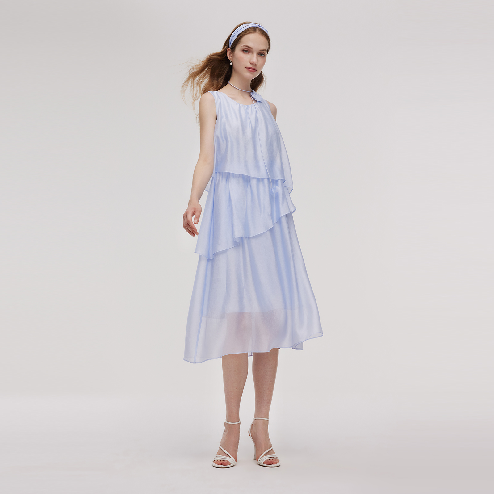 歌莉娅夏季圆领无袖连衣裙女小个子简约风无袖1E4R4K190