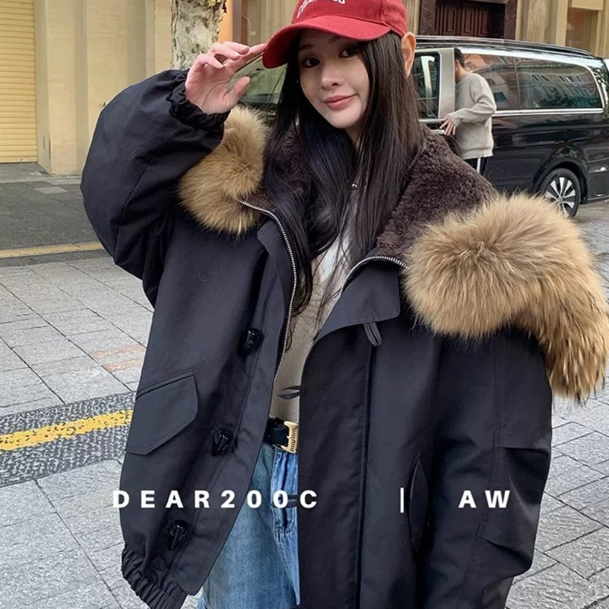 373大毛领加厚派克外套A12-1地