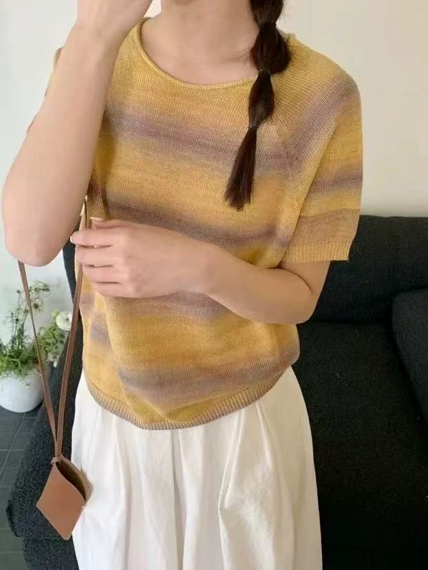 700-799 显瘦女士夏季新款针织衣女装洋气时尚气质百搭圆领0623