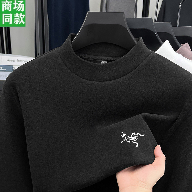 【奥特莱斯撤柜】刺绣鸟半高领卫衣中领紧身保暖长袖内搭男士修身