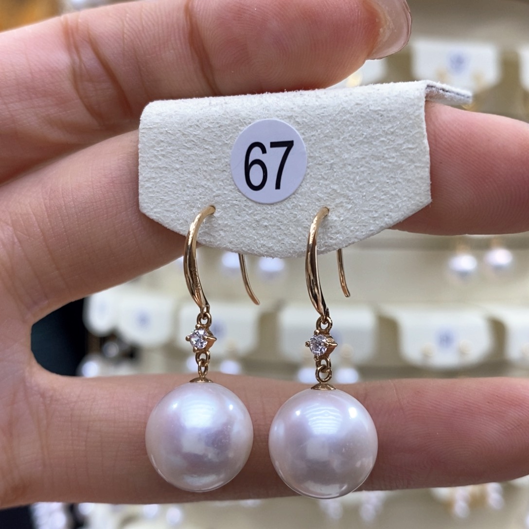 淡水珍珠耳饰18K金镶嵌