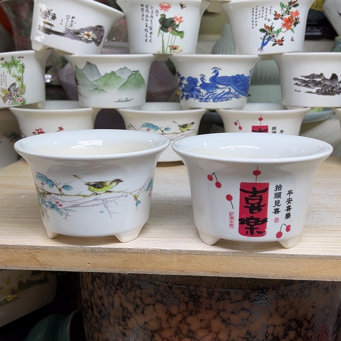 陶瓷绿植多肉微瑕花盆外口径：9.5*6