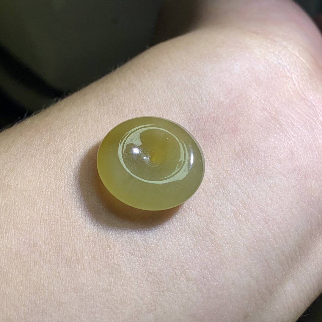 天然缅甸翡翠A货 黄翡平安扣 尺寸 18.6×5.4