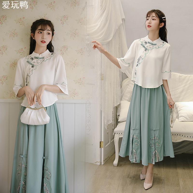 DouBIN轻奢8985中国风汉元素汉服女2020改良旗袍连衣裙套装两件套