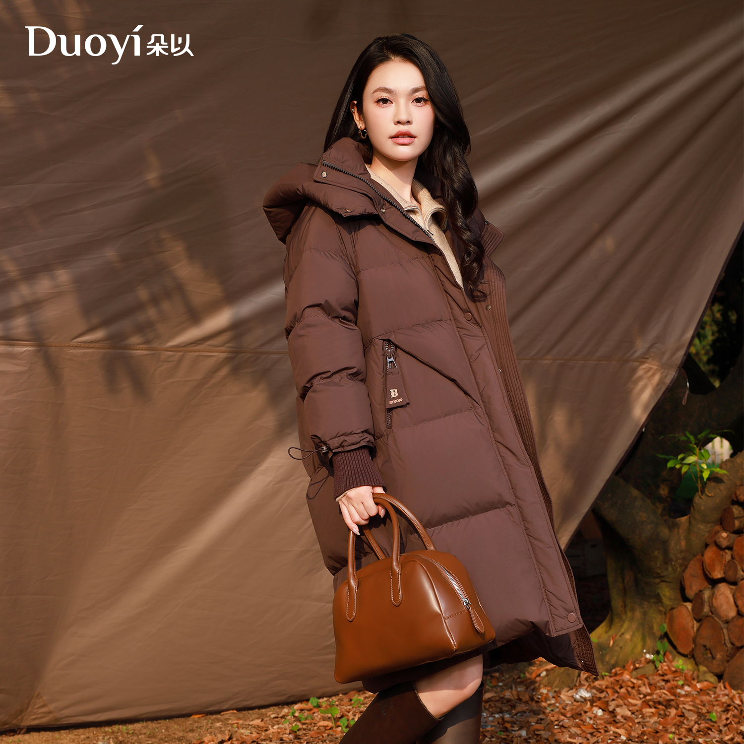 朵以高充绒保暖羽绒服中长款女2025冬新款90绒保暖外套39DD933082