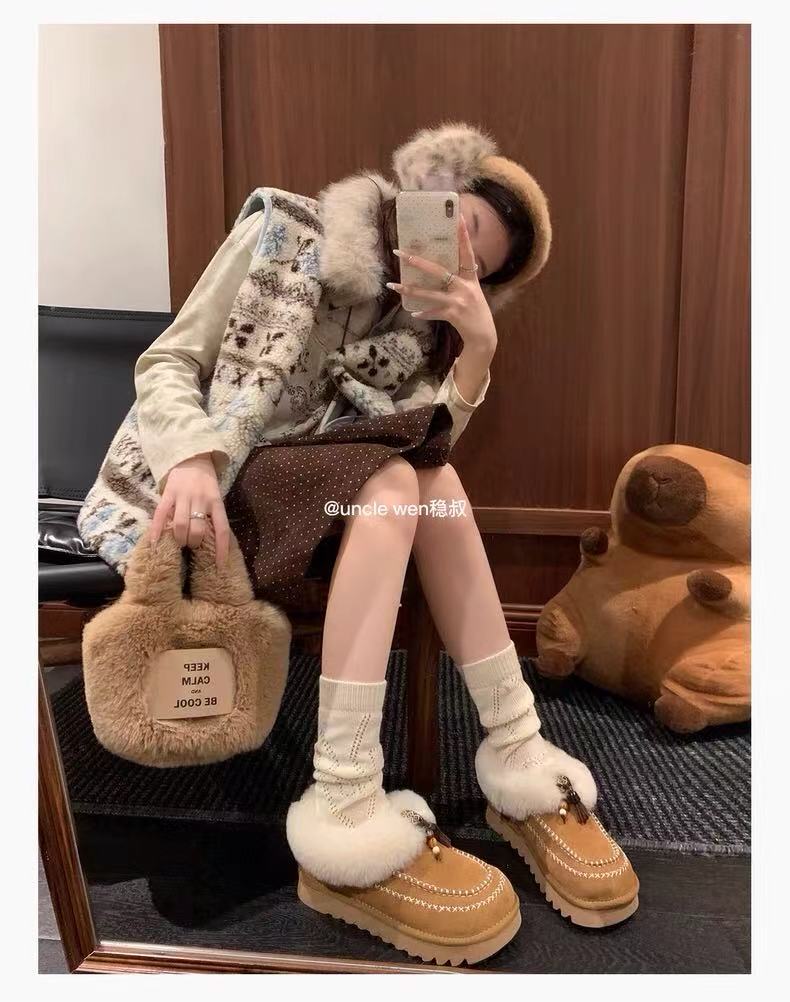 温柔瑶-908890-时尚厚底毛绒百搭鞋子