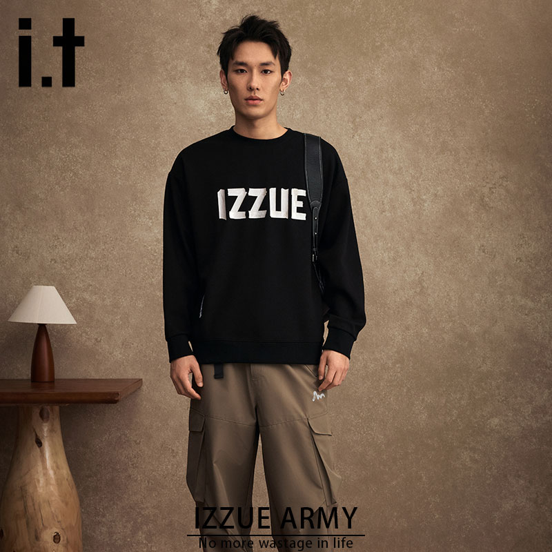 i.t izzue秋冬印花男装圆领宽松潮酷休闲时尚卫衣套头卫衣长袖X