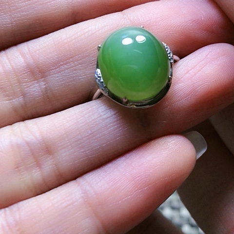 和田玉戒指银S925镶嵌