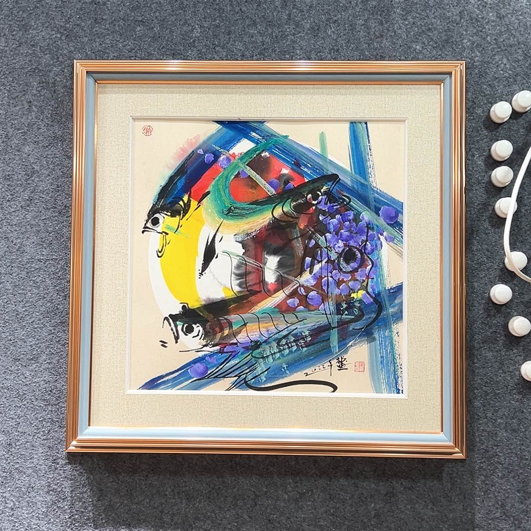 国画纯手绘画心原创