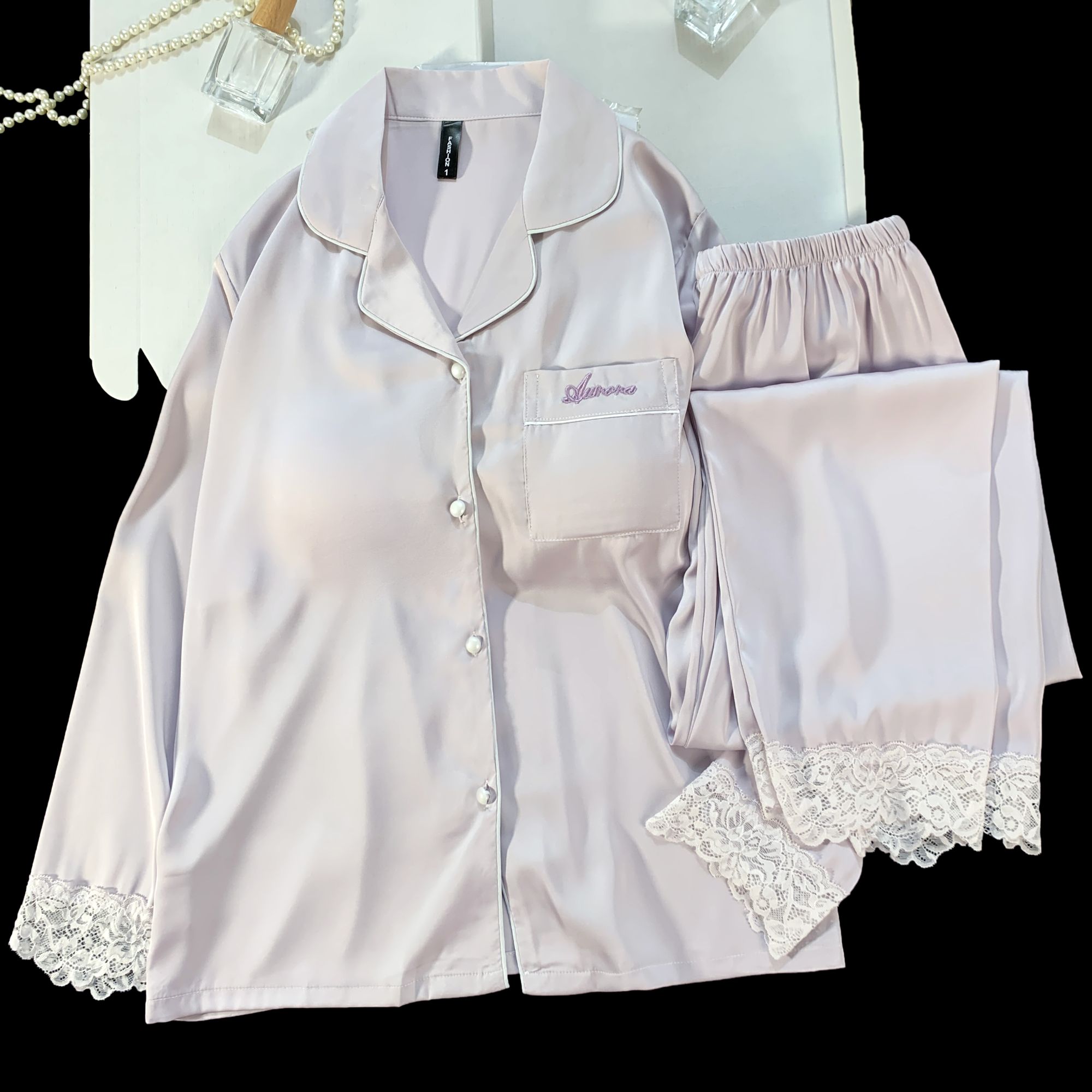 睡衣女春夏丝质网红长袖套装家居服女薄款休闲甜美夏季