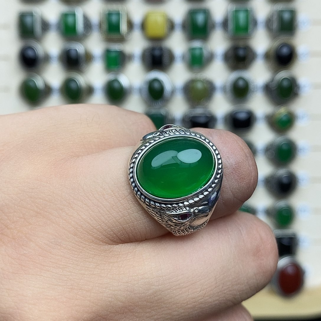 玛瑙/玉髓戒指银S925镶嵌?****?