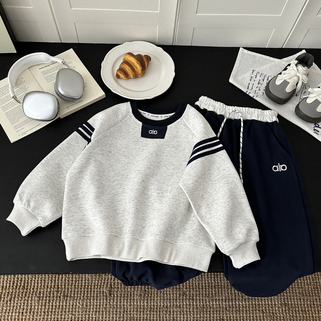 【高货】儿童秋季韩版拼色卫衣套装棉质洋气俩件套男女童中大童休闲