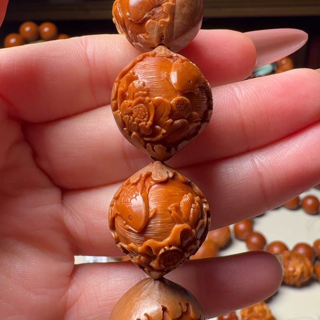 橄榄核手串/手链手工荷叶鱼