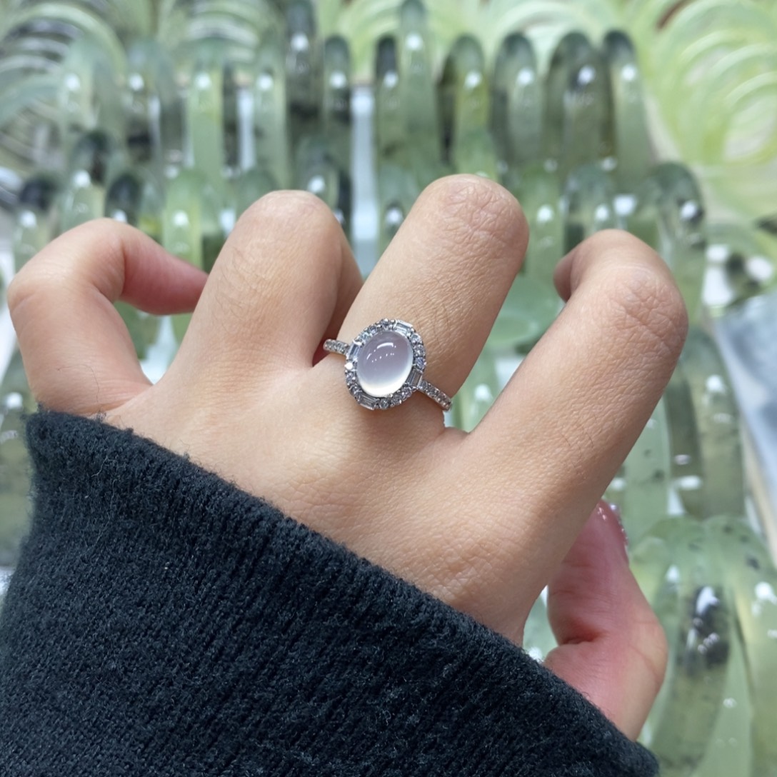 蛇纹石玉银S925镶嵌戒指