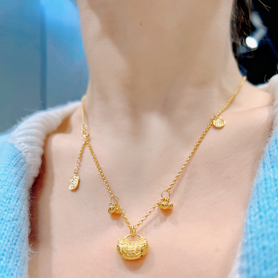 精品5G足金福气满满硕果累累项链00758