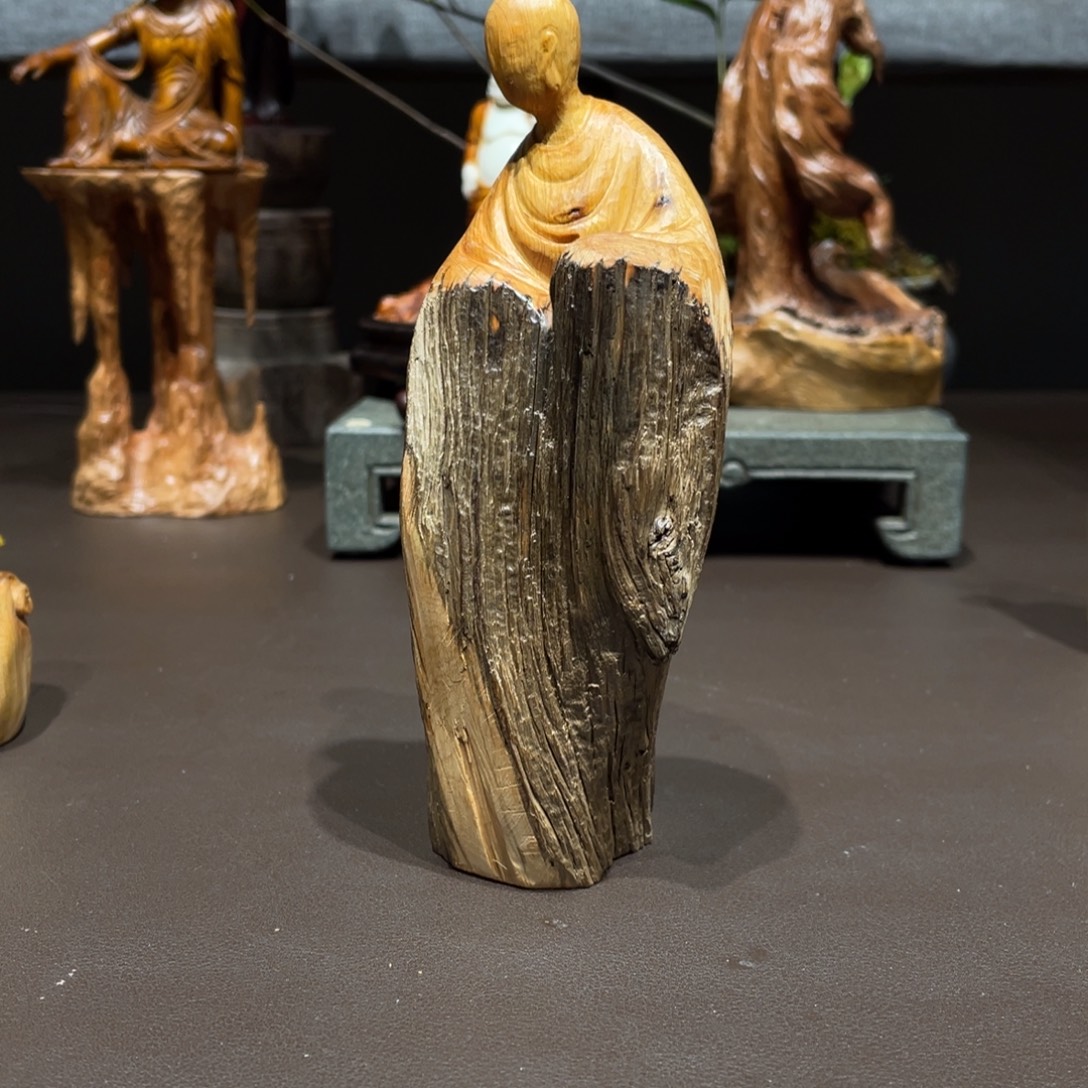香榧木崖柏木雕手工无相意境摆件
