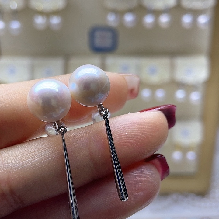 银S925镶嵌淡水珍珠耳饰