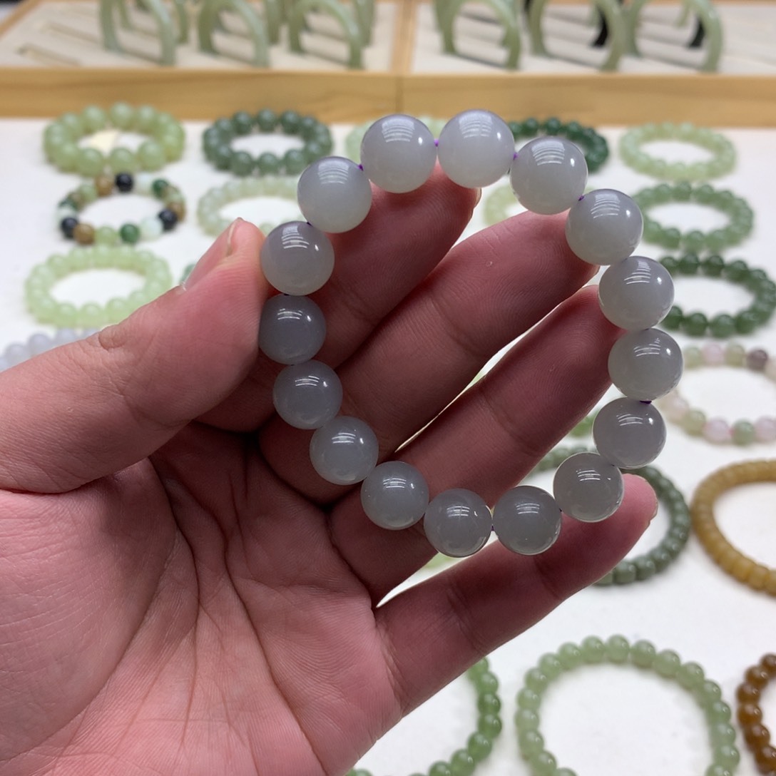 和田玉手串（冰烟紫11.8）未镶嵌