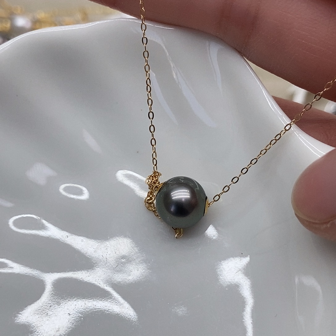 18K金镶嵌吊坠(赠链)海水珍珠银链