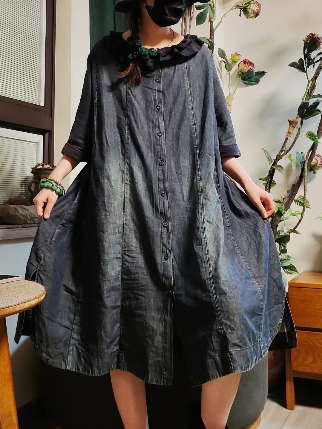 （特价）2025新款夏季薄麻牛仔连衣裙