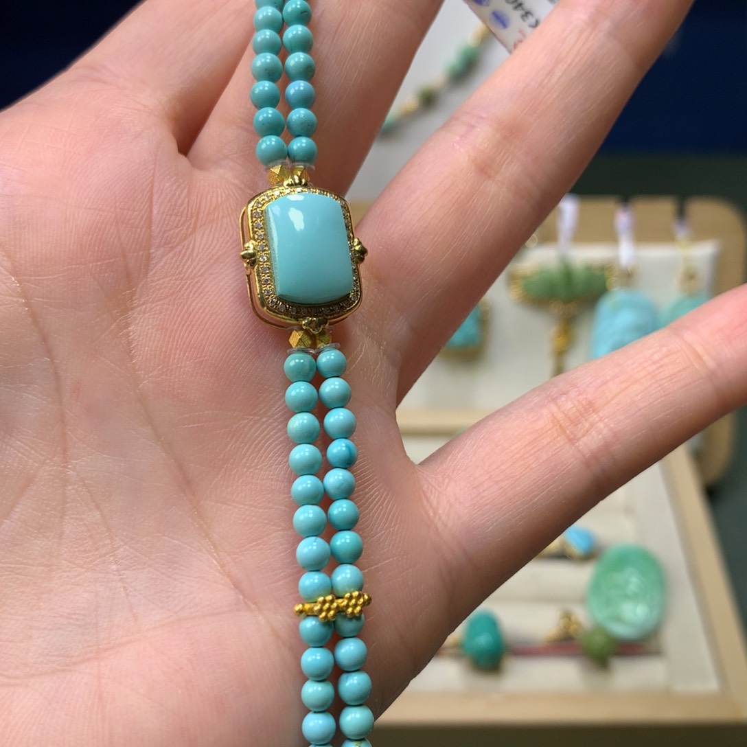 绿松石手链18K金镶嵌