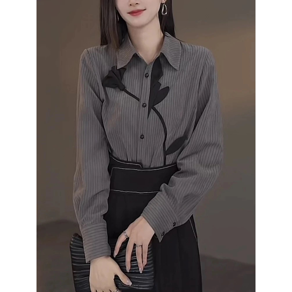 【359】早秋新款高端气质轻奢高级感设计感衬衫女装上衣