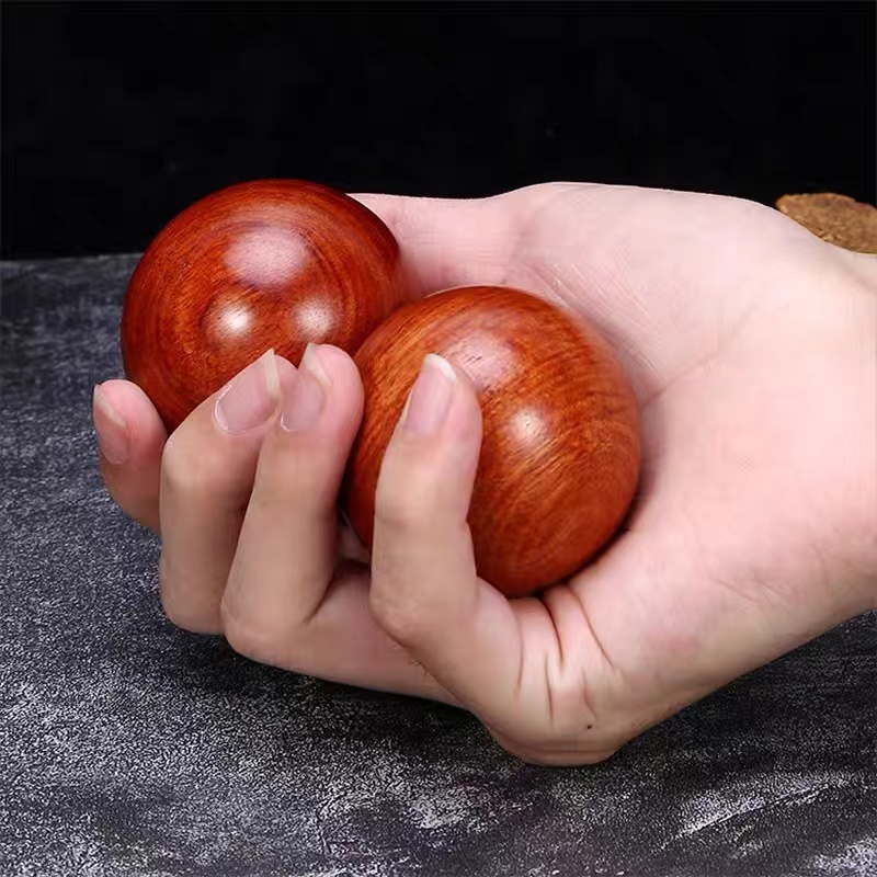 缅甸花梨手球手把件文玩把件（一对）5.0  XT283