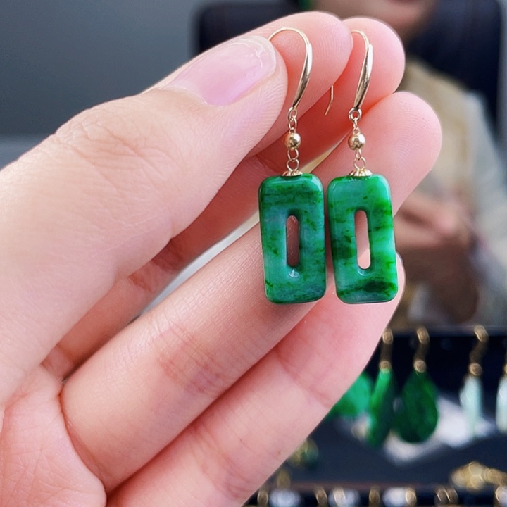 翡翠耳饰18K金镶嵌饰品