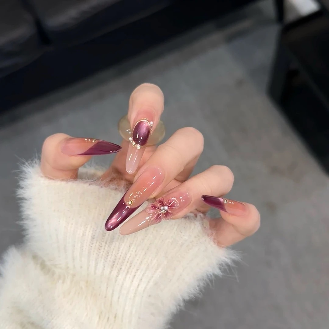 【大红大紫】-特调紫调猫眼手工雕花高定系列穿戴甲