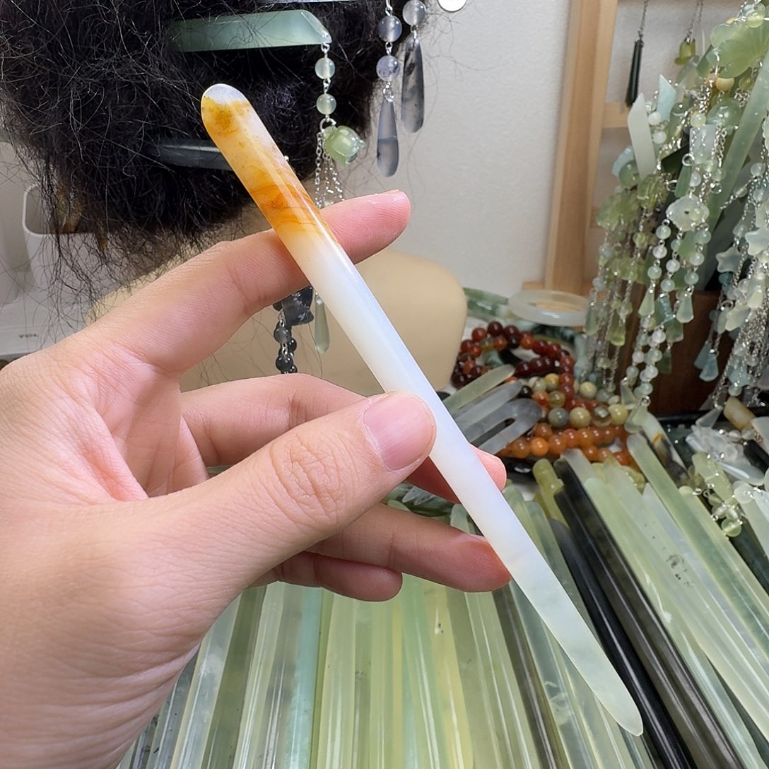 蛇纹石玉合金发饰