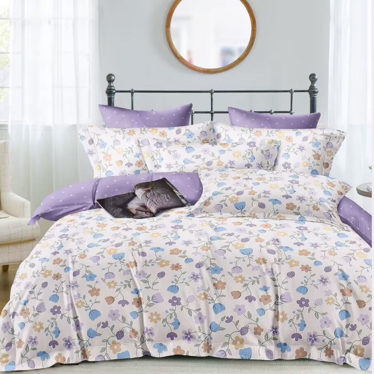 081款150/200全棉单人被套100%棉纯棉被罩斜纹加厚四季通用碎花AB