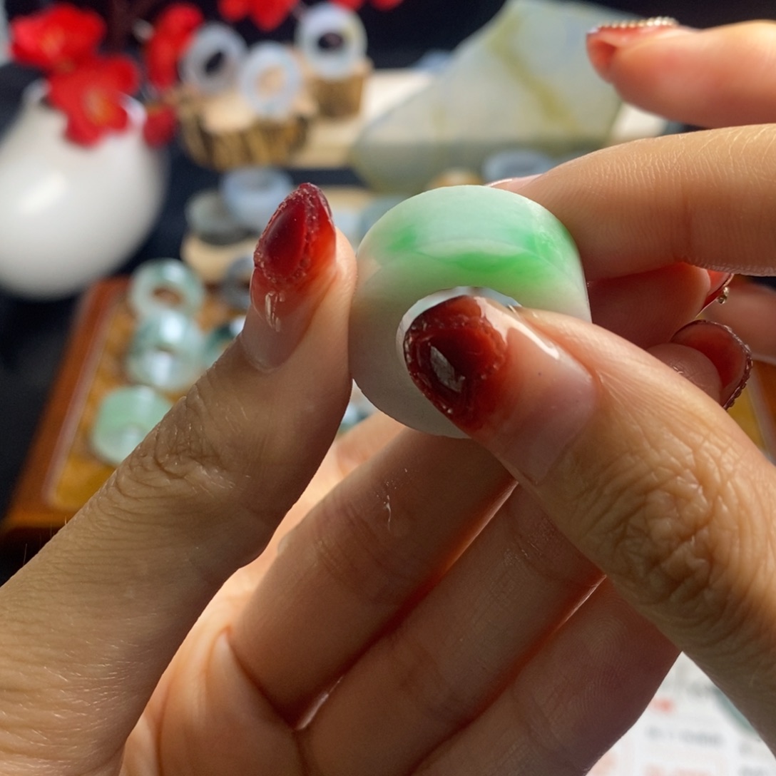 定制翡翠未镶嵌C***火戒指
