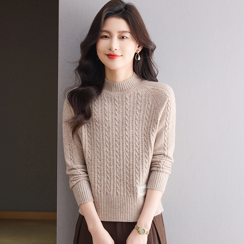 【羊毛衫】2025冬季新款圆领女针织衫百搭休闲保暖气质套头典雅上衣