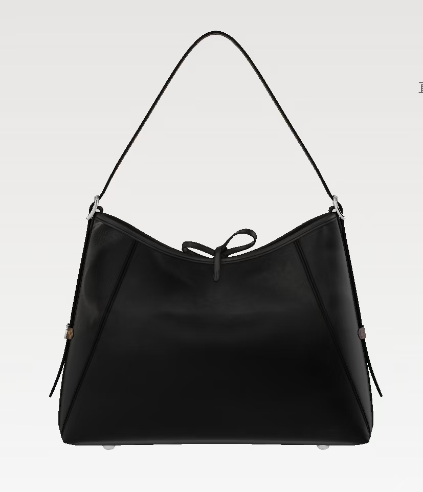 黑武土真皮女包腋下饺子包大号黑色【L05】