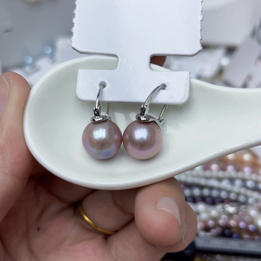 淡水珍珠耳饰银S925镶嵌