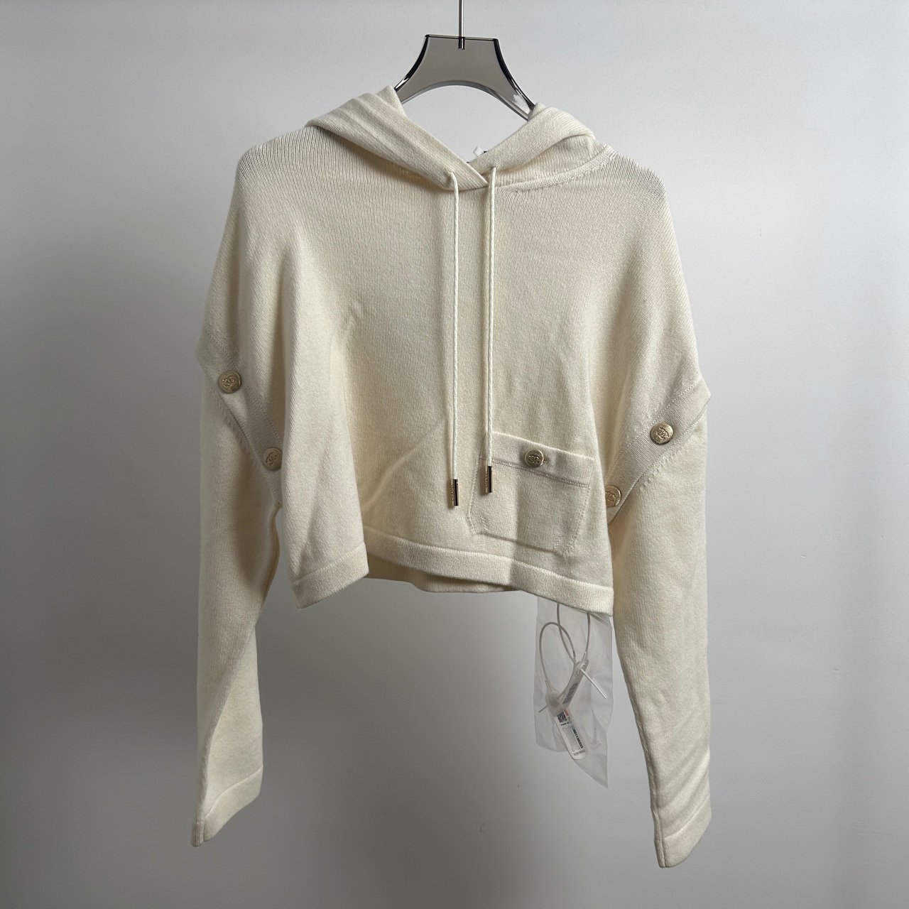99新 Chanel/香奈儿 白色连帽羊绒毛衣 34码 99新 GM002438