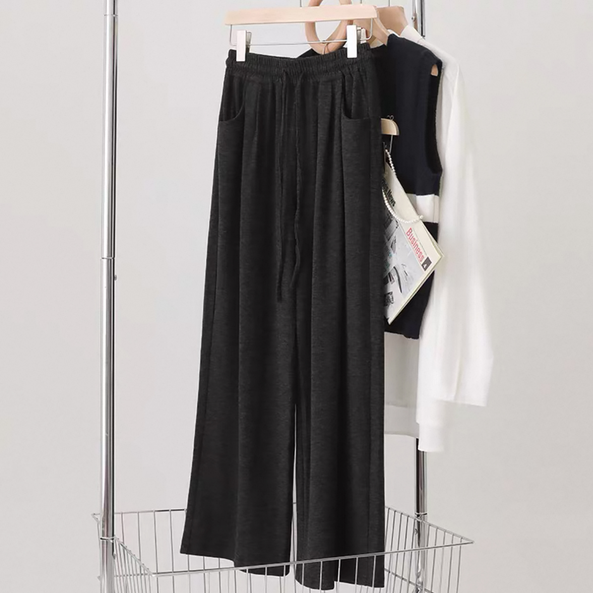 春夏新品！女士垂感休闲直筒糯米裤F826