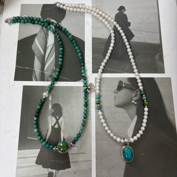 吊坠925银 【松秀饰品】原石松松珍珍项链 通体925银 时尚绿色经典