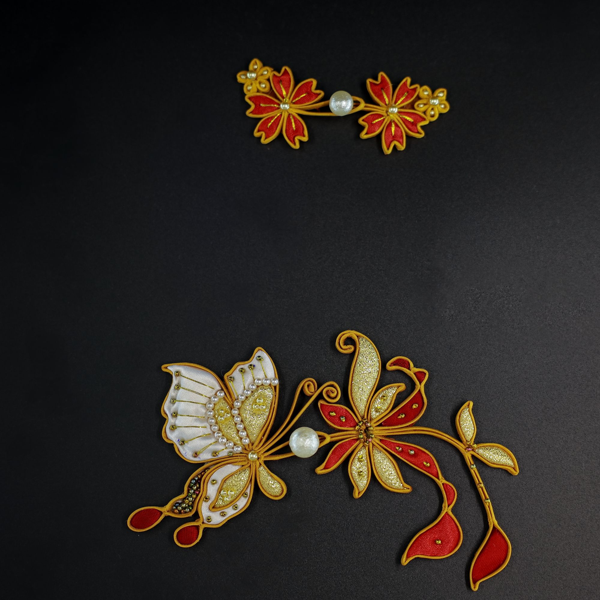 P0107蝶上枝头套扣配饰饰品素款精美手工盘扣