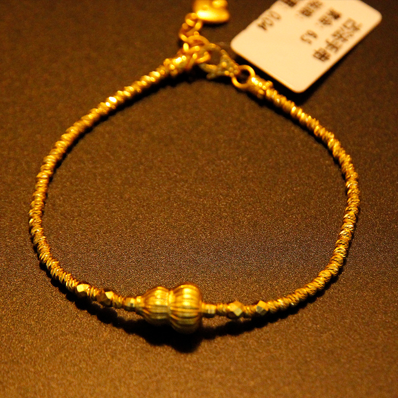 足金999黄金葫芦手链蹦迪珠手链轻奢小众精致手饰
