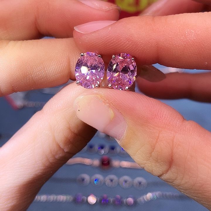 蓝宝石耳饰银S925镶嵌