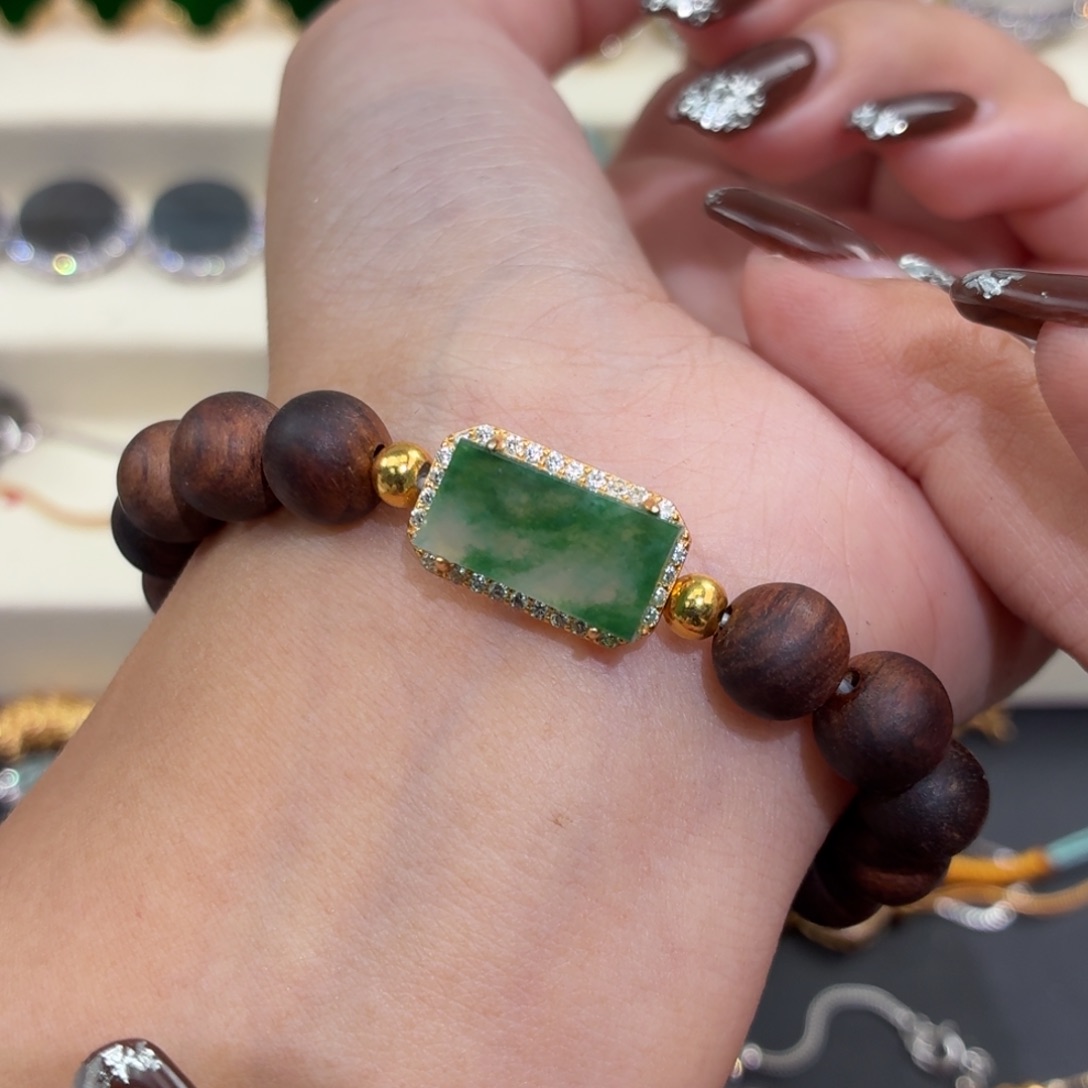 翡翠银S925镶嵌颈饰手串