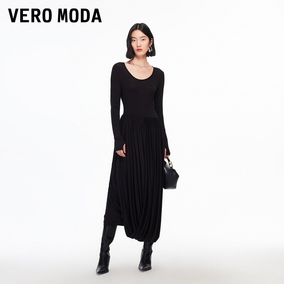 Vero Moda连衣裙女2026春季新款长款简约连衣裙显高显瘦流行时尚