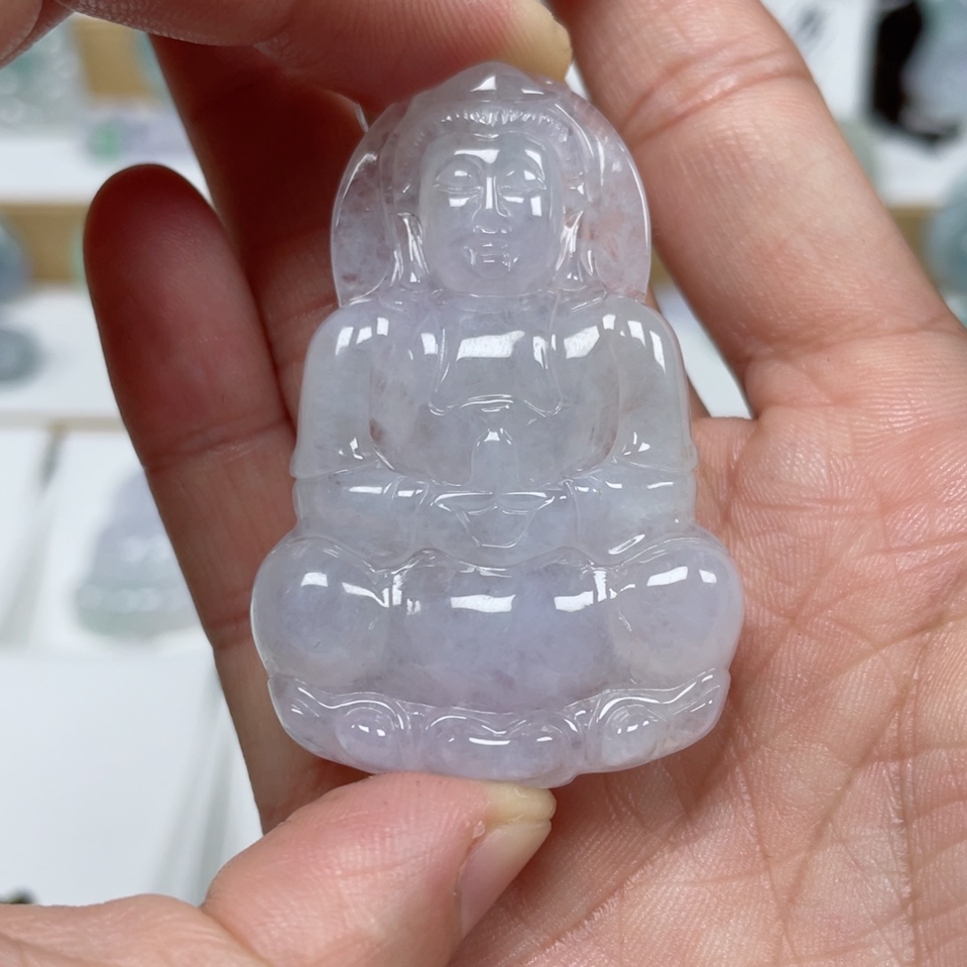 翡翠颈饰未镶嵌天然翡翠A货观音75号