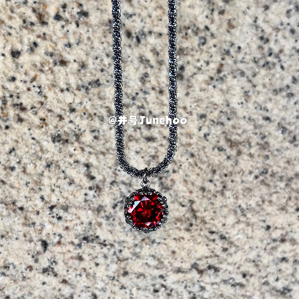 铜合金项链 1003红锆小灯泡项链毛衣链百搭款