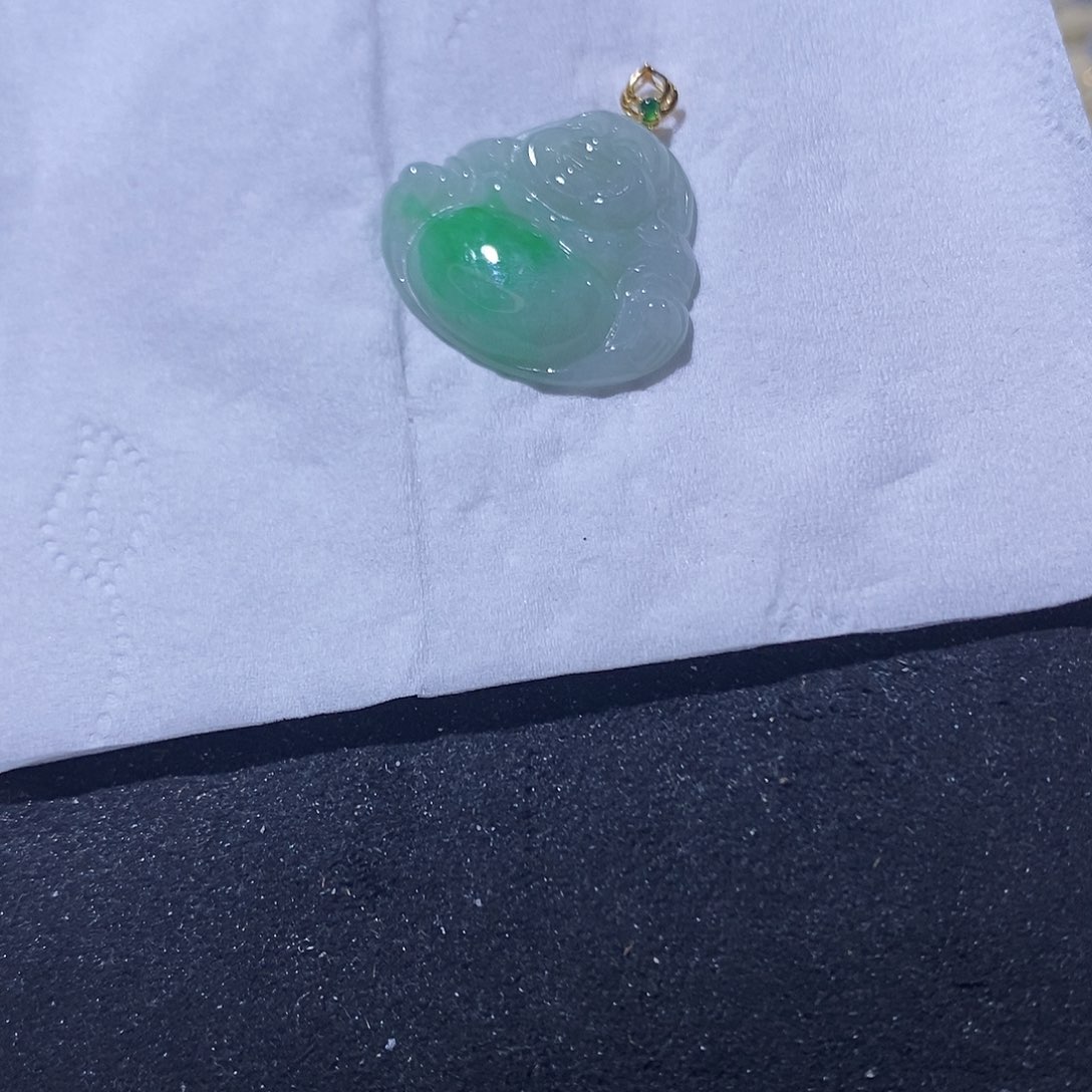 翡翠吊坠(不含链)18K金镶嵌