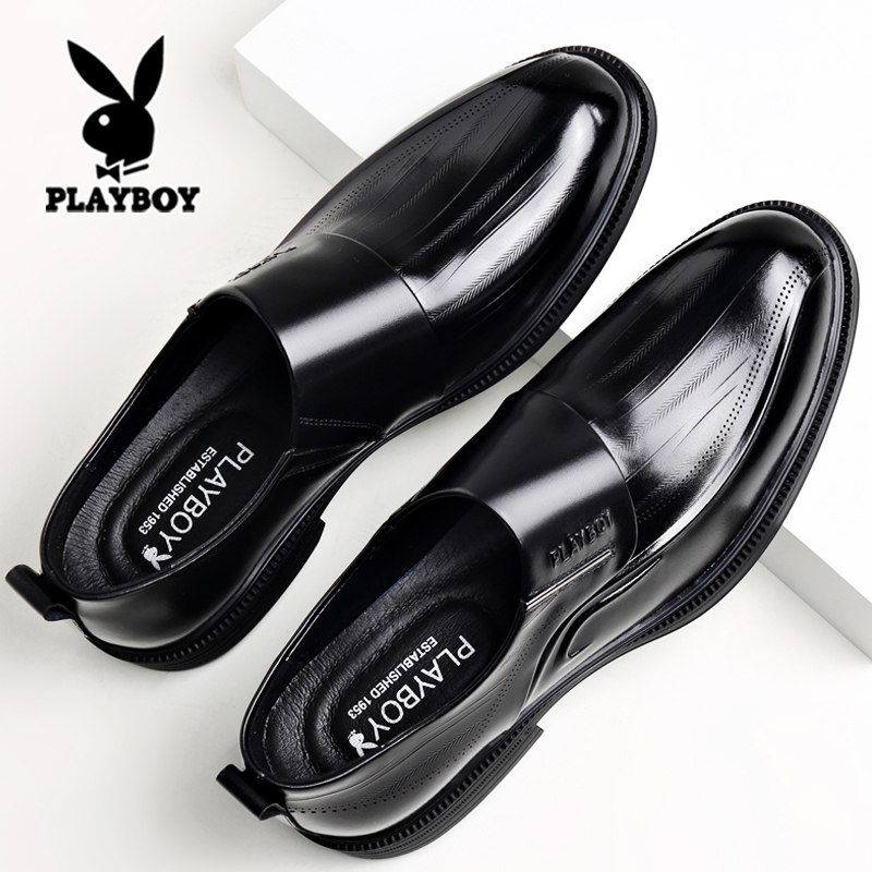 花花公子男士皮鞋真皮商务正装黑色公务员面试结婚新郎鞋2025新款