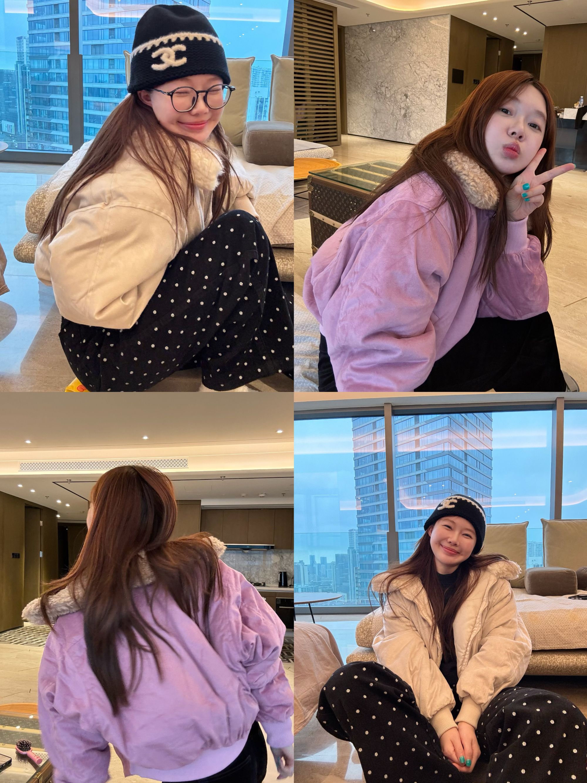 【BORAKOO】东大门代购款~灰粉两色翻领夹棉棉服外套B