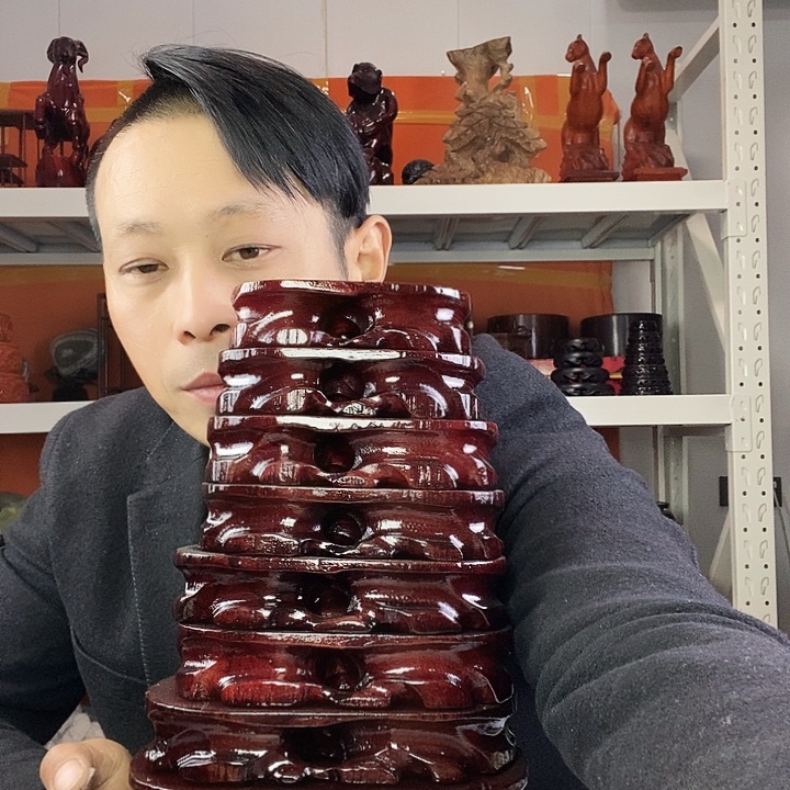 香榧木红木奇石底座马拉丝工艺品