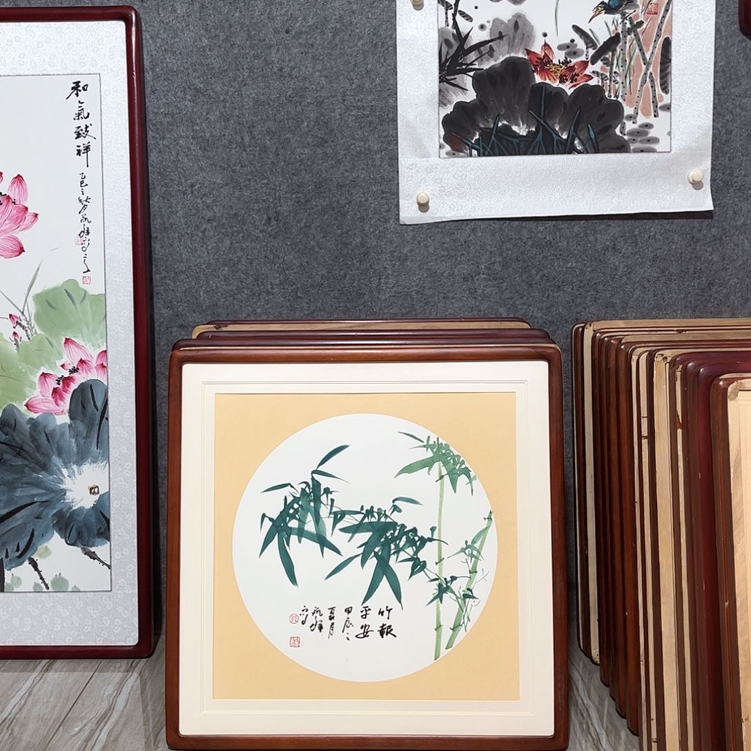 国画书画作品带框63×63